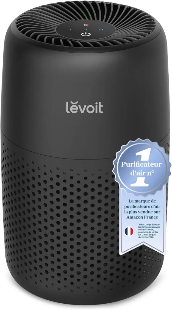 Purificateur Levoit Core Mini noir sur fond blanc
