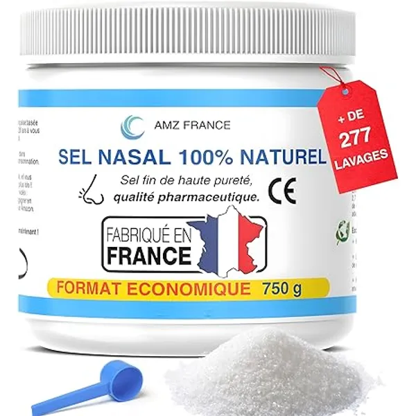 Sel de lavage nasal AMZ France 750 g avec cuillère doseuse